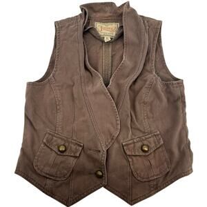 Vintage y2k Women's Brown Jimmy'z Western Boho Hippy Button Up Denim Vest Sz M
